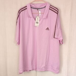 Adidas Icon Short Sleeve Polo Shirt Light Pink Burgundy Size 3x New with Tags